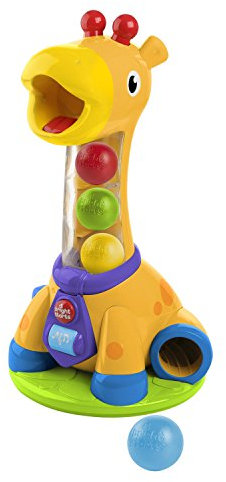 Bright Starts Spin & Giggle Giraffe Ball und Popper Musikalisches Aktivitätsspielzeug, Alter 12 Monate +