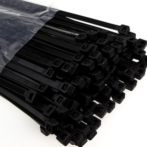 enTie Black Cable Ties 4.8mm x 450mm Nylon 66 UL Approved [100 Pack] [450mm x 4.8mm]