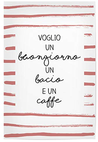 artboxONE Poster 30x20 cm Typografie Buongiorno - Bacio - Caffe - Bild kaffe kaffe Kuss