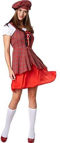 dressforfun 900422 - Damenkostüm Jugendliche Schottin, Kurzkleid aus Webkaro inkl. Kniestrümpfen und Mütze (M | Nr. 302071)