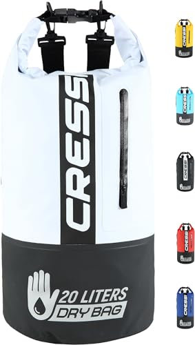 Cressi Unisex – Erwachsene Dry Bag Premium 20LT Bicolor Wasserdichte Tasche/Rucksack für sportliche Aktivitäten Schwarz/Weiß 20 LT
