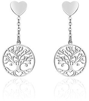 Orecchini da donna di Luca Barra della collezione albero della vita. Orecchini in acciaio con albero della vita. Lunghezza: 3,5 cm. Diametro albero: 15 mm. La referenza è ok1008