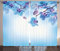 ABAKUHAUS Blume Rustikaler Gardine, Orchideen Natur, Schlafzimmer Kräuselband Vorhang mit Schlaufen und Haken, 280 x 245 cm, Blau Lila
