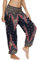 Nuofengkudu Damen Hippie Haremshose Yogahose mit Taschen Thai High Waist Yoga Hosen Leichte Dünn Boho Ethno Muster Strand Sommerhose Pumphose Freizeithose(W-Brauner Pfau,One Size)