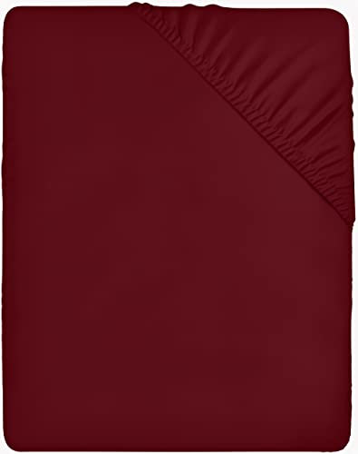 Utopia Bedding - Spannbettlaken 150x200cm - Burgunderrot - Gebürstete Polyester-Mikrofaser Spannbetttuch - 35 cm Tiefe Tasche