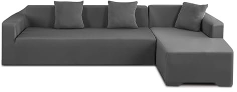 Sofabezug L Form Sofabezug Für 3 + 2 Sitzer, L-Form, Sofaüberwurf Aus Polyester, Ecksofa, All Inklusive (Grau)