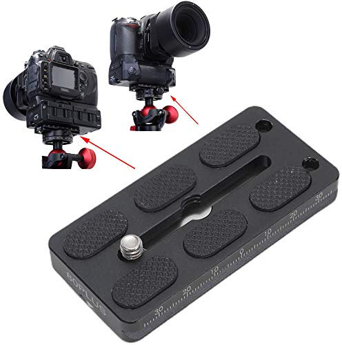 iShoot 80mm Long Metal Quick Release Plate for Large Camera Body with Battery Grip, Compatible with Nikon D1 D2 D3 D4 D5 D6 Series Canon EOS 1D 1Ds 1DX Series and 39mm Arca-Swiss Fit Tripod Head Clamp