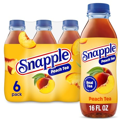 Snapple Bottiglia di plastica per tè alla pesca, 6 pezzi, 473 ml, confezione da 24