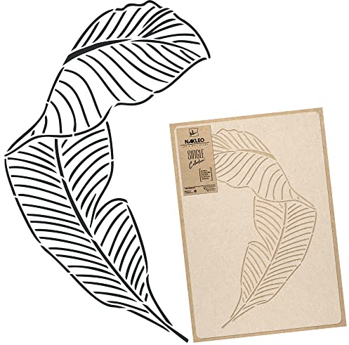 NAKLEO Pochoir pour Peinture Murale Grand Format 43x64cm, Modèle en Plastique et Réutilisable, Feuille Banane Art Déco Contour, DIY Bricolage Artisanat Décoration a Peindre, Bois Tissu Mueble