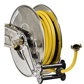 Ebinger Automatik Schlauchaufroller OSM 310 Edelstahl mit 15m 1/2 PVC Gewebeschlauch