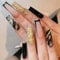 Brishow Lange Nägel zum Aufkleben Rosa Künstliche Nägel Gold Glitzer Press on Nails Ballerina Acryl Falsche Nägel 24 Stück für Frauen und Mädchen