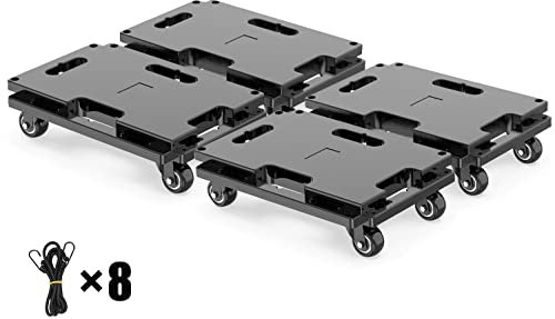 SOLEJAZZ Transportroller Set, 800kg Tragkraft, MöBeltransportwagen Koppelbar, Umzugshelfer MöBeltransportrollen, Schwarz, 4er Pack