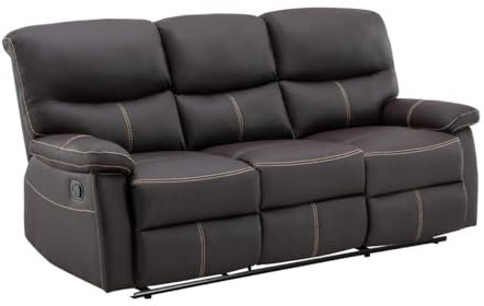 Vente-unique-Divano 3 posti relax in Similpelle Marrone - CANBY