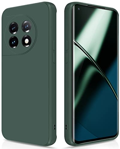 GiiYoon Hülle für OnePlus 11, grün | Silicone Case, Seidig Weiches Gefühl, Stoßschutz, Kratzfest, Mikrofaser-Innenfutter