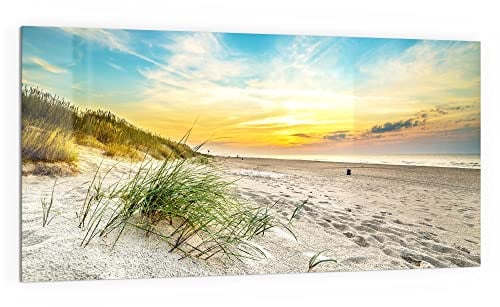 DEQORI Küchenrückwand Glas | Motiv Baltischer Dünenstrand | 100x50 cm | Bad- oder Herd-Rückwand | Herdblende Spritzschutz für Küche & Badezimmer | moderne Deko für Fliesenspiegel