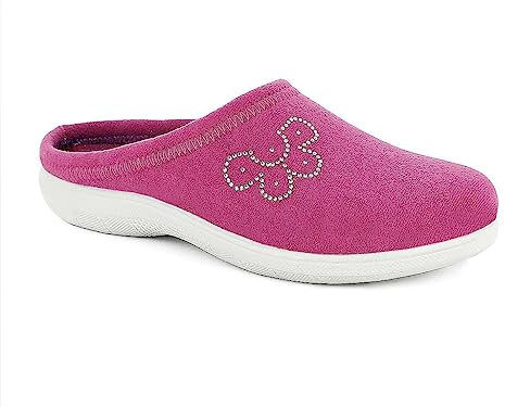 inblu Pantofole Donna Invernali Ciabatte con Fiorellino di Strass Leggere e Flessibili IB-BS0048 (Fucsia,39)
