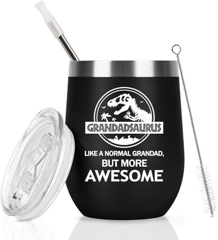 Livole Grandad Father s Day Gifts from Grandchildren, Christmas Gifts for Grandpa Gift, Like A Normal Grandad But More Awesome, 12oz Thermal Wine Tumbler, 350ml Insulated Coffee Mug