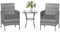 Amopatio 3 Pcs Rattan Garden Furniture Sets, Outdoor Bistro Set with Table and Chairs, Washable Cushions for Balcony, Patio, Backyard, Grey