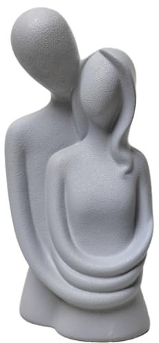 PIGPIGFLY Paar Umarmt Skulptur,Regal Deko,Deko Figuren,Dekofiguren Wohnzimmer,Kantenhocker Figuren,Modern Abstract Kunst Skulpturen Deko, Bürodekorationen(Grau)