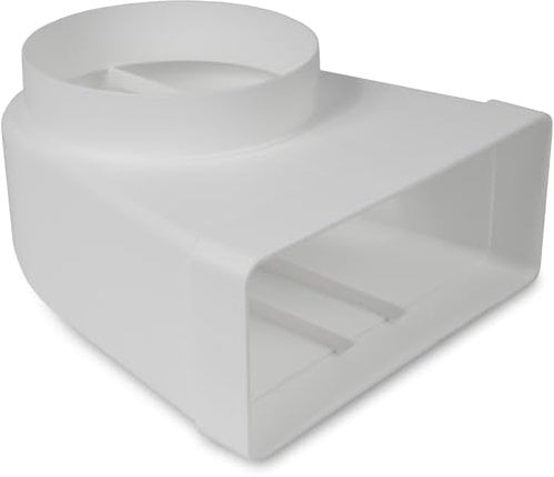 90° Degree 220 x 90 mm to Diameter 150 mm Rectangular Flat Duct Connector for Round Pipe Connection - Air Conditioning, Ventilation, Heating, Cooling