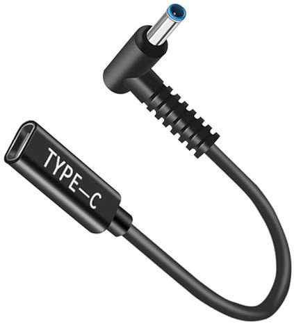 Adattatore DC 4,5 x 3,0 mm su cavo USB C, maschio a DC femmina 12 V 19 V 20 V, adattatore DC 4,5 x 3,0 mm su adattatore USB C, realizzato per HP Elitebook Probook Spectre Chromebook Stream Envy Laptop