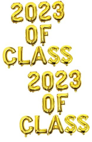 PRETYZOOM 2 Sätze 2023 Aluminiumfolienballon 2023 Abschlussdekorationsballon Ballon Feiern Buchstabenballons Abschlussfeier Ballon 2022 Ballonabschluss 2022 Luftballons Abschluss Saison Gold