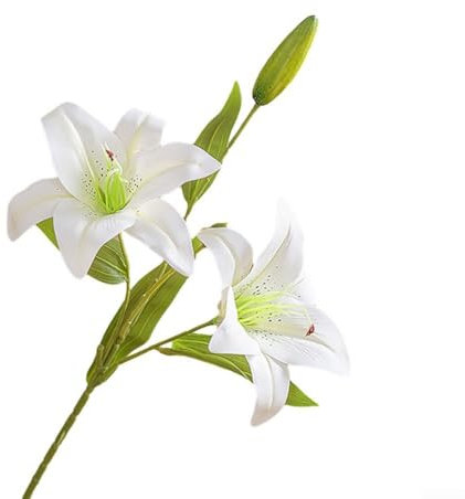 CNANRNANC Schöne doppelköpfige Lilie künstliche Blume, perfekt für Hochzeiten und Hotels, Gelb (weiß)