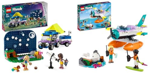 LEGO Friends Sterngucker-Campingfahrzeug Set & Friends Seerettungsflugzeug, Flugzeug-Spielzeug
