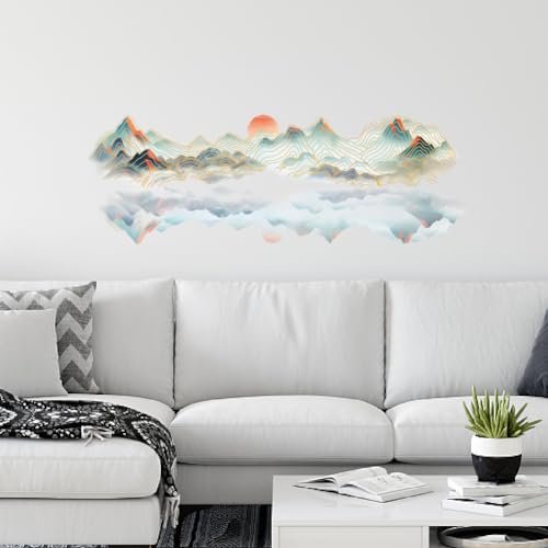 SUPERDANT Landschaft Wandsticker Landschaftskarte Wandtattoos Berg Fensterbilder Abziehbilder Zum Aufkleben Wandkunst Aufkleber Sonne Wandsticker Wandbilder Wohnzimmer Kinderzimmer Abnehmbare Dekor