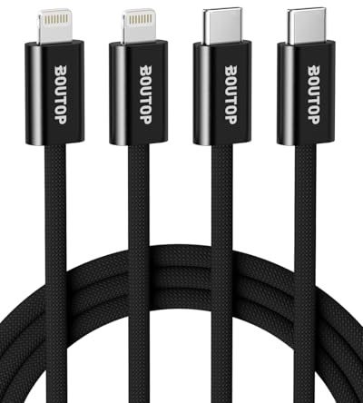 BOUTOP USB C auf Lightning Kabel 2M 2Pack [MFi Zertifiziert] iPhone Ladekabel Unterstützt PD-Schnellladen für iPhone 14 Pro/14/13 Pro/13/12 Pro/12/SE 2020/11/XR/XS/X/8/8 Plus/iPad-Serie