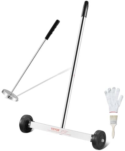 VEVOR Barredora Magnética de 39 cm con Ruedas, Mango Ajustable Capacidad de 3,6 kg, Barredora Herramienta Recogida Magnética Telescópica para Recoger Clavos y Tornillos para Taller, Garaje, Patio