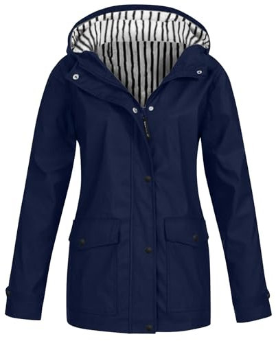 VêTements ImperméAbles Femme Veste Coupe-Vent Avec Poches Et Doublure ZippéE Manteau Coupe-Vent De Couleur Unie ImperméAbles Pour Femmes Veste De Pluie Femme Vestes De ExtéRieur Blazer