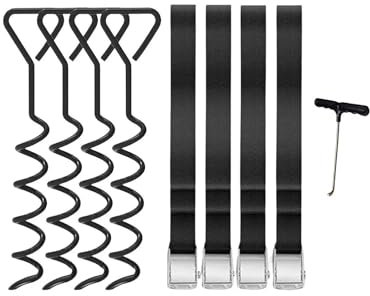 MINGYTN Trampolin Randabdeckung 4 Stück Trampolin Anker Korkenzieher Form Stakes Tie Downs Mit T Haken(Triangle 40cm Black)