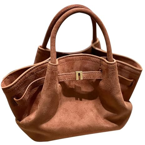 AHDFY Wildleder Damen Braun Wildleder Tasche Vintage Einkaufstasche Hobo-Bag Henkeltasche Beuteltasche, Schwarz,Braun