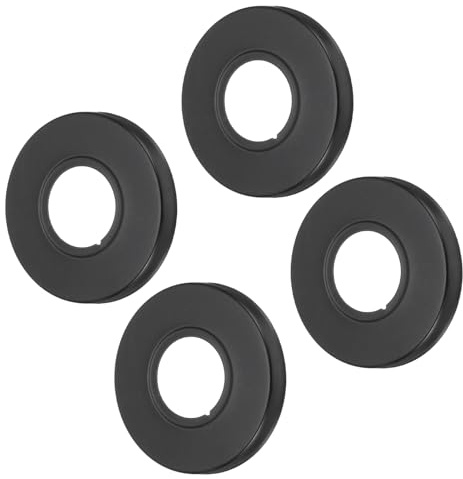 sourcing map Duscharm-Flansch, 70 mm Außendurchmesser, Rosettenplatte, Edelstahl, runde Sanitär-Abdeckplatten für Wasserrohr-Armaturen mit 21 mm Durchmesser, Schwarz, 4 Stück