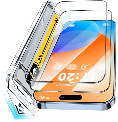 BENTIACC 9H+ Schutzfolie für Panzerglas für iPhone 15 Pro, Auto-Installation für 15 Pro Displayschutz, Fingerabdruck-ID Schutzglas, Blasenfrei Bruchsicher Full Cover Displayfolie-2 Stück