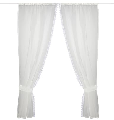 HOME WOHNIDEEN Raffgarnitur NISHAY, Leinenoptik, 160x75 cm, Macramèe-Borte, Farbe:weiß, Größe:160 x 75 cm, Anzahl:1x