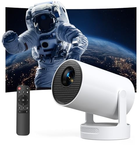 Mini Proiettore, Proiettore Video a Messa a Fuoco Remota Portatile con Supporto FHD 4K 1080P, 350 Lumen ANSI, WIFI6 & Bluetooth 5.4, Proiettore Intelligente per Cinema in Camera da Letto