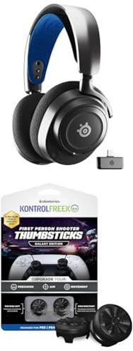 SteelSeries Arctis Nova 7P Wireless Playstation Gaming-Headset - 2,4 GHz & Mischbarer Bluetooth-Sound + KontrolFreek FPS Freek Galaxy Black für Playstation (PS4/PS5) - Performance Thumbsticks
