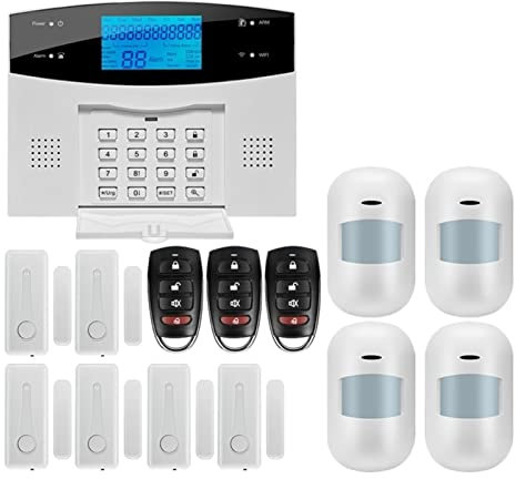 Kit Alarma Casa, Sistema de alarma inteligente de TUYA WIFI Alarma antirrobo de alambre inalámbrico Gsm Sistema de alarma con sensor de movimiento de humo de seguridad de 433MHz.(G2BW10)