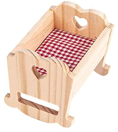 GARIOUANS Möbel Zubehör Holz Puppenwiege für Puppenhaus Realistische Krippe mit Feinen Details Sicheres für Kreative Rollenspiele und Dekoration