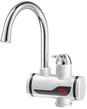 QUXVUIS Elektrischer Wasserhahn LED Wasserhahn 360 Grad drehbarer Mischer Schnellheizer 220 V / 110 V montiert Ersatzsprüher, Unterer Einlass