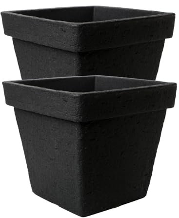 Juego de 6 elegantes maceteros grandes en terracota: 30 cm de alta calidad con platillo – Maceta alemana grande para todas las condiciones climáticas