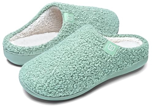 WateLves Damen Hausschuhe mit Memory Foam Rutschfest Winter Warme Faux Pelz Pantoffeln Weiche Flache Plüsch Slippers im Herbst und Winter für Drinnen und Draussen