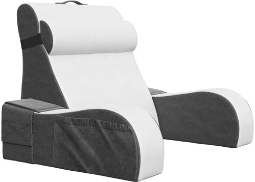 Kolbs Bed Wedge Pillow for Sleep Apnea, Acid Reflux, and Back Pain Relief, with Chic Jacquard Cover - Headboard Wedges for Sleeping (19 Wedge Reading - Grey)