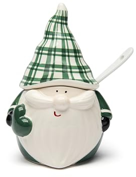 Excelsa Green Winter Käse- und Zuckerdose aus Keramik mit Weihnachtswichtel