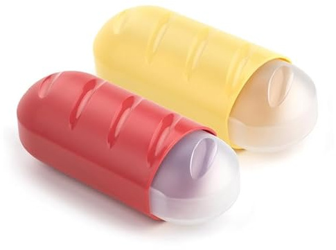Tatay Porta Bocadillos Fresh Set de 2 Lavavajillas, Microondas y Congelador | Porta Bocadillos | Medidas 7,7x6,7x18 cm | Tapa Extraíble | Sin BPA | Diseño Extensible | Diseño Compacto, Amarillo + Rojo