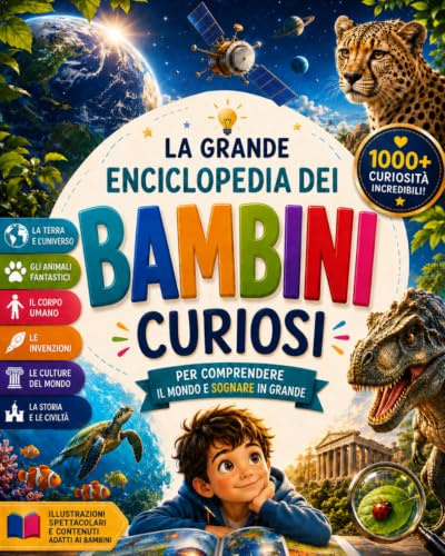 LA GRANDE ENCICLOPEDIA DEI BAMBINI CURIOSI (6-12 ANNI): Alla scoperta del mondo tra scienza, geografia, animali e 1000 Curiosità per imparare divertendosi - Un libro educativo che stimola la mente.