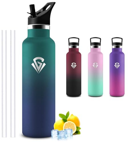 Borraccia Termica- Borraccia 1 litro- Bottiglia Termica Senza BPA- Con filtro e Cannuccia- Borracce Termiche- Mantiene Caldo per 12 Ore/Freddo 24 Ore, Borracce per Trekking, Ciclismo, Palestra