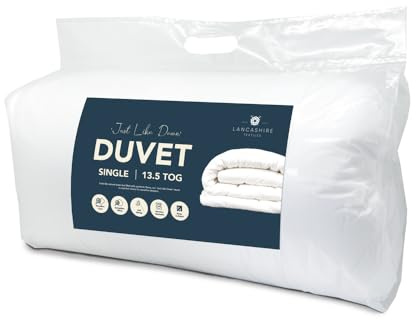 Lancashire Textiles British Anti Allergy 13.5 Tog Microfiber Duvets | All Year Round Soft & Fluffy Duvet | Available for single, Double, King & Super King (Single, 13.5 Tog, 135 X 200 Cm)